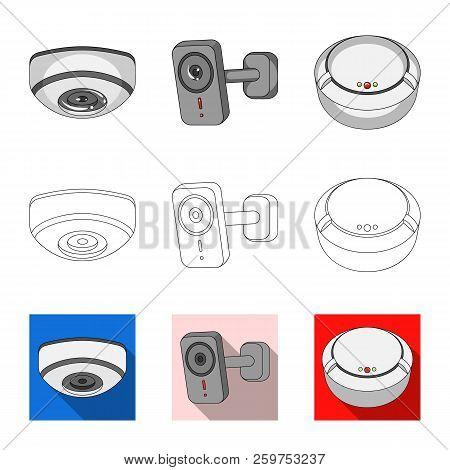Vector Illustration Of Cctv And Camera Sign. Collection Of Cctv And System Stock Vector Illustration