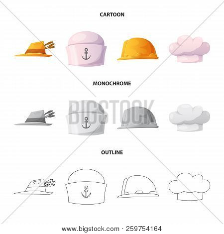 Isolated Object Of Headgear And Cap Sign. Collection Of Headgear And Accessory Stock Vector Illustra