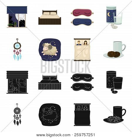 Vector Illustration Of Dreams And Night Logo. Set Of Dreams And Bedroom Stock Symbol For Web.