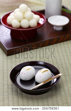 rabbit manju, japanese confection for moon viewing event
