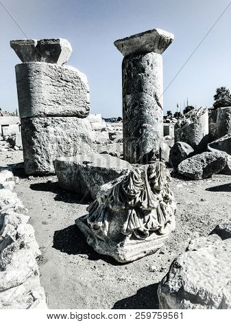 Ruins and archaeological site of Knidos, city of ancient greece  