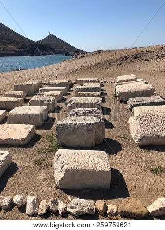 Ruins and archaeological site of Knidos, city of ancient greece  