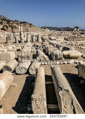 Ruins and archaeological site of Knidos, city of ancient greece  