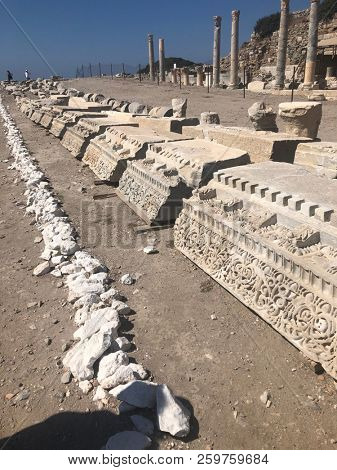 Ruins and archaeological site of Knidos, city of ancient greece  