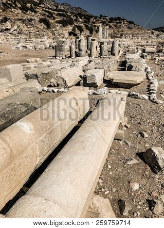 Ruins and archaeological site of Knidos, city of ancient greece  