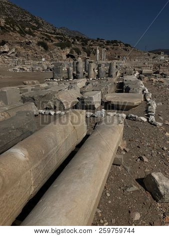 Ruins and archaeological site of Knidos, city of ancient greece  