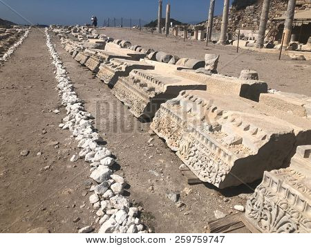 Ruins and archaeological site of Knidos, city of ancient greece  
