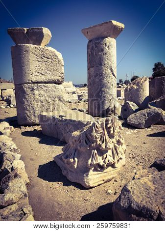 Ruins and archaeological site of Knidos, city of ancient greece  