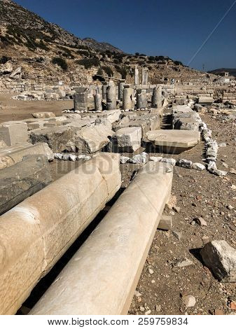 Ruins and archaeological site of Knidos, city of ancient greece  