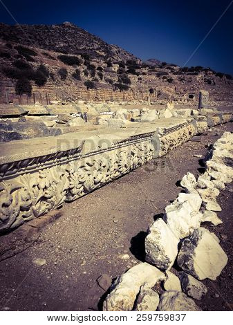 Ruins and archaeological site of Knidos, city of ancient greece  