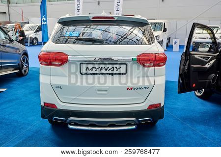 Krasnoyarsk, Russia - September 22, 2018: Exhibition Motor Expo Show Car Lifan Myway. Rear View.