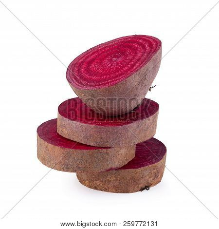 Beetroot And Beetroot Slices Isolated On White Background With Clipping Path