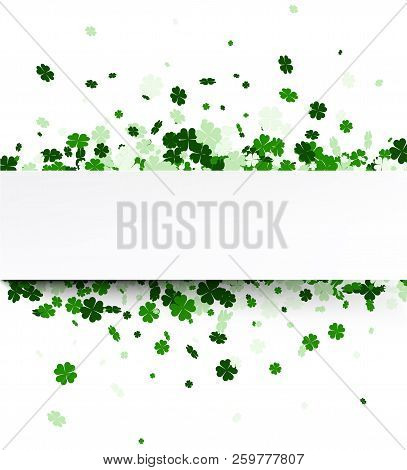 Saint Patrick's Day Background With Four-leaved Shamrocks. Vector Paper Illustration.