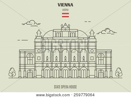 State Opera Housel In Vienna, Austria. Landmark Icon In Linear Style