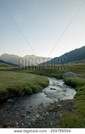 River In Baqueira In Summer, Valle De Aran