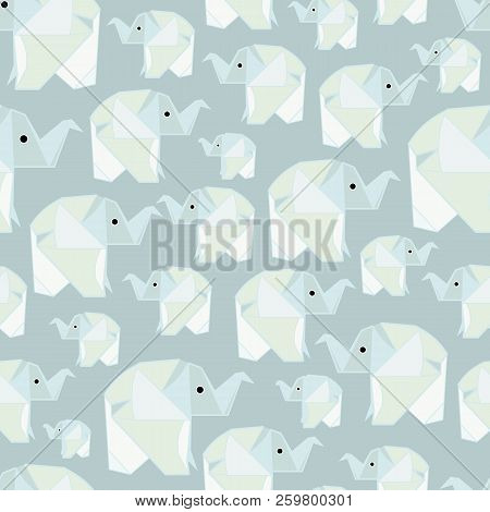 Vector Elephants Pastels Seamless Pattern Background. Perfect For Fabric , Scrapbooking, Home Decor 