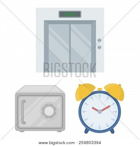 Hotel And Equipment Cartoon Icons In Set Collection For Design. Hotel And Comfort Vector Symbol Stoc