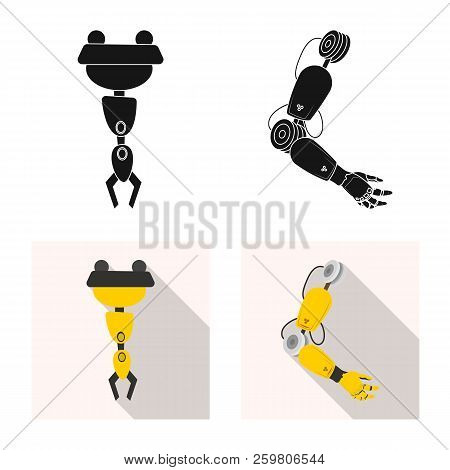 Vector Illustration Of Robot And Factory Icon. Set Of Robot And Space Vector Icon For Stock.