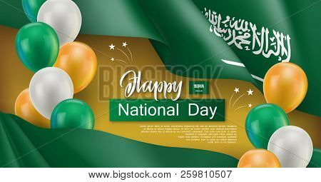 Happy Arabian National Day Greeting Card. Saudi Arabia Official Holiday Celebrated 23th Of September