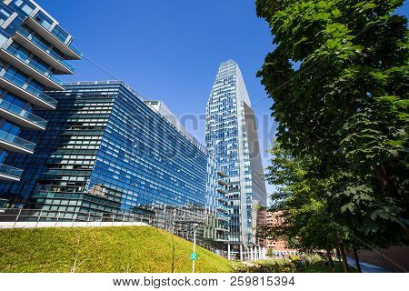 Milan, Italy, June, 7, 2017 - View Of Diamante (diamond) Tower And Samsung Building Inside 