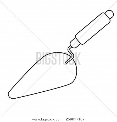 Line Art Black And White Trowel. Handyman Tool For Home Repair. Construction Themed Vector Illustrat