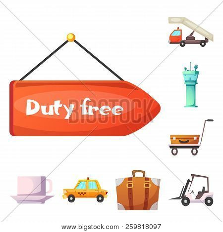 Vector Design Of Airport And Airplane Logo. Set Of Airport And Plane Stock Vector Illustration.