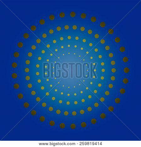 Vector Abstract Background With Gold Circles On Blue Gradient