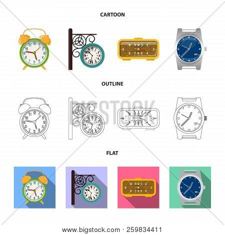 Vector Design Of Clock And Time Logo. Set Of Clock And Circle Stock Vector Illustration.