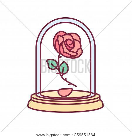 Vector Blue Rose, Glass Flask