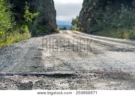 Mccarthy Road From Chitina To Mccarthy In Wrangell-st. Elias National Park Is Dangerous, Gravel Road