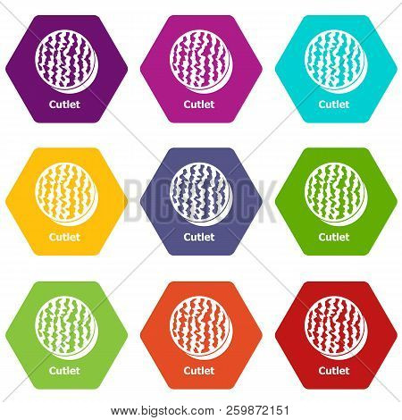 Cutlets Icons 9 Set Coloful Isolated On White For Web