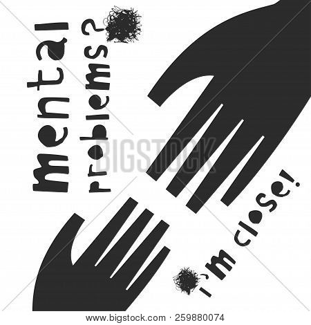 Vector Illustration Of Mental Health Concept With Healping Hand