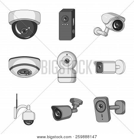Vector Illustration Of Cctv And Camera Icon. Set Of Cctv And System Stock Symbol For Web.