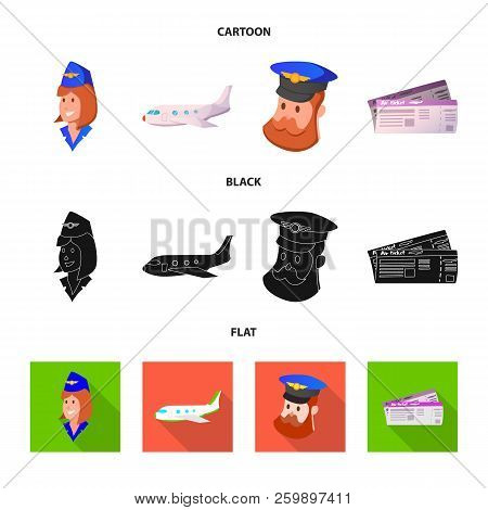 Vector Illustration Of Airport And Airplane Icon. Collection Of Airport And Plane Vector Icon For St
