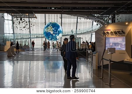 Tokyo, Japan - 21 Feb 2018: Tsunagari Project In Miraikan National Museum Of Emerging Science And In