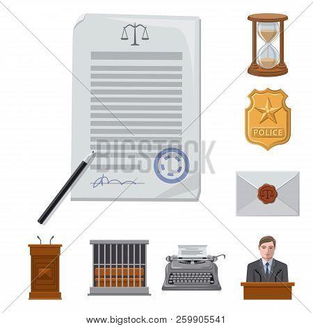 Isolated Object Of Law And Lawyer Logo. Collection Of Law And Justice Stock Symbol For Web.