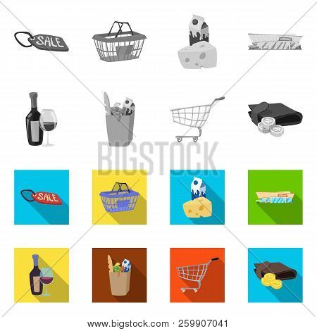 Vector Design Of Food And Drink Sign. Collection Of Food And Store Stock Symbol For Web.