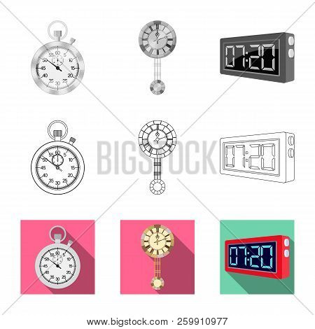 Vector Illustration Of Clock And Time Logo. Set Of Clock And Circle Stock Vector Illustration.