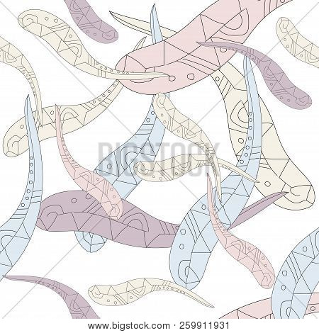 Colorful Doodle Texture. Curved Doodling Background. Vector