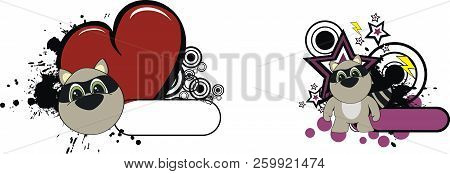 Cute Chubby Baby Raccoon Cartoon Sticker Copy Spcae In Vector Format