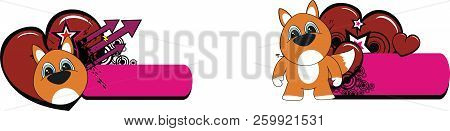 Cute Chubby Baby Fox Cartoon Sticker Copy Spcae In Vector Format