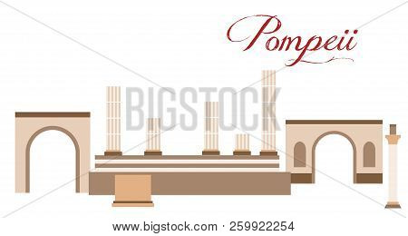 Illustration In The Style Of A Flat Design On The Theme Of The Pompeii .