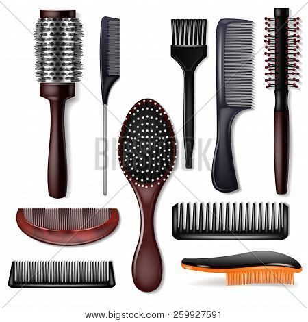Hair Brush Vector Hairstyling Comb Or Hairbrush And Haircare Accessory In Barber Salon Illustration 