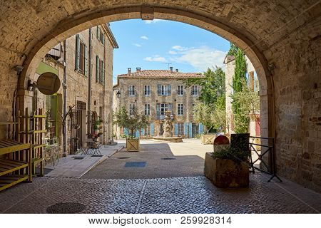 Main Square Viewed Under Porch At Barjac France