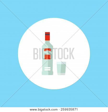 Glass Bottle Of Vodka Icon In Outline Style Isolated On White Background. Russian Country Symbol Sto