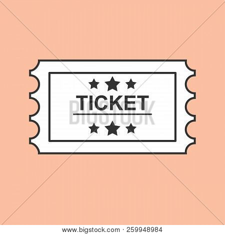 Ticket Line Art. Outline Ticket Icon. Stock Flat Vector Illustration.
