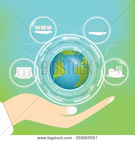 Ecological Concept. Conservation Of The Planet With New Technologies And Alternative Sources Of Ener