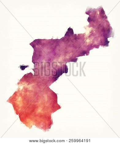 Northern Ostrobothnia Region Watercolor Map Of Finland In Front Of A White Background