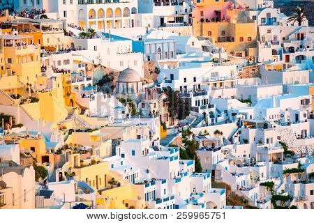 View Of Thera The Most Beautiful Village Of Santorini Island In Greece.