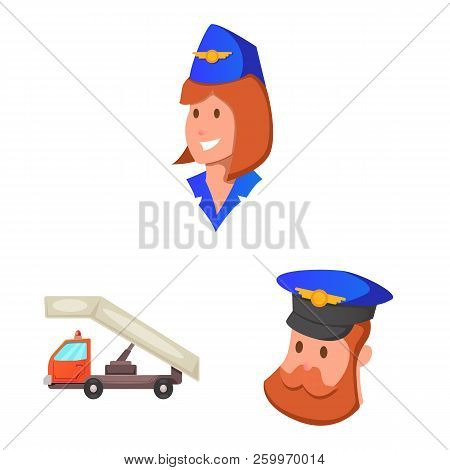 Vector Illustration Of Airport And Airplane Icon. Set Of Airport And Plane Vector Icon For Stock.